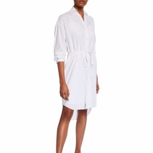 VINCE Oversized Classic White Linen Shirt Dress
